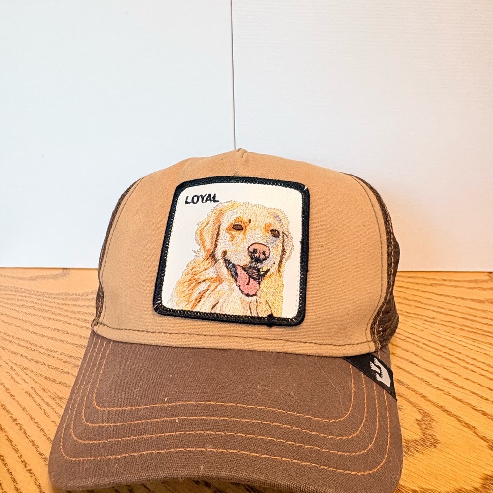 Goorin Bros Brown Tan "Loyal" Golden Retriever Patch Trucker Hat